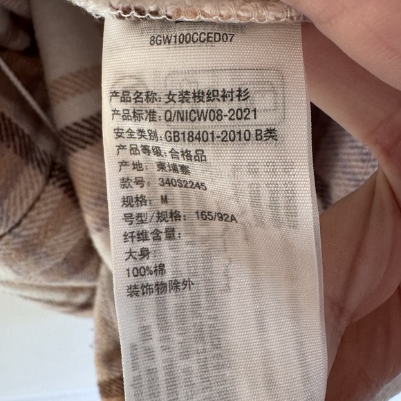 Hollister Plaid Flannel Button Up Shirt Womens Medium Brown Cream - Picture 7 of 8